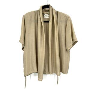 MAXMARA Champagne Beige Silk Blend Shoulder Pad Wrap Cardigan Blouse Top Size 4